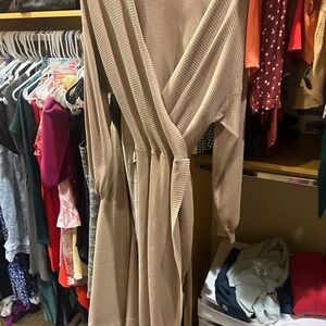 Tan Wrap Dress
